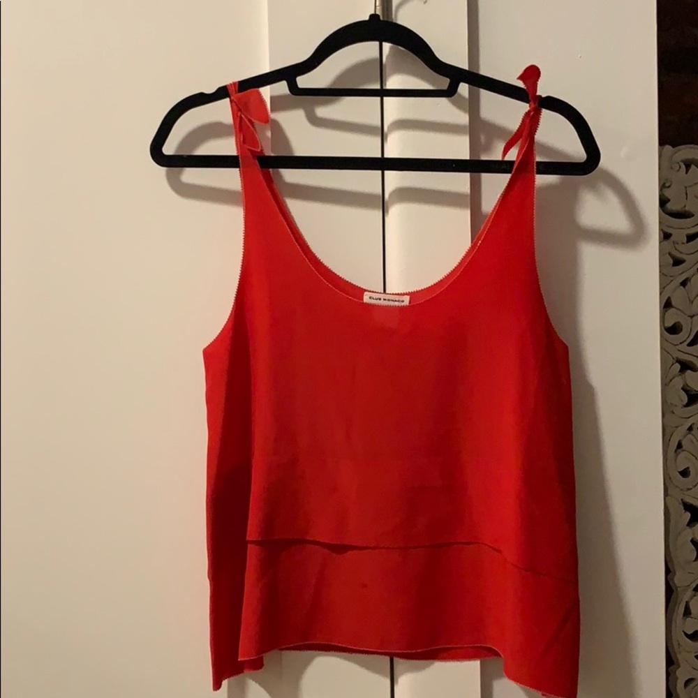 Club Monaco Red Sleeveless silk blouse